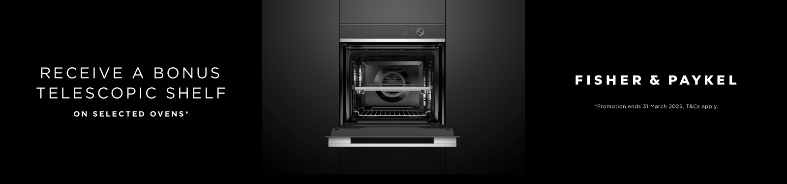 Bonus Telescopic Shelf On Selected Fisher & Paykel Ovens