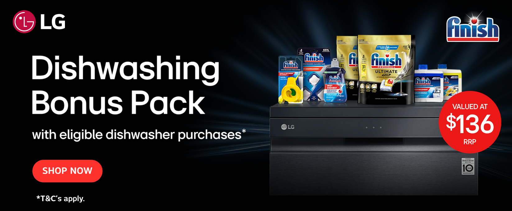 Bonus Finish Dishwashing Pack With Selected LG Dishwashers at Elite Appliances