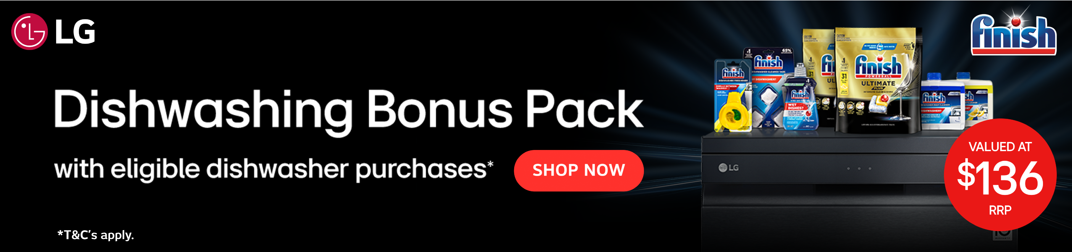 Bonus Finish Dishwashing Pack With Selected LG Dishwashers