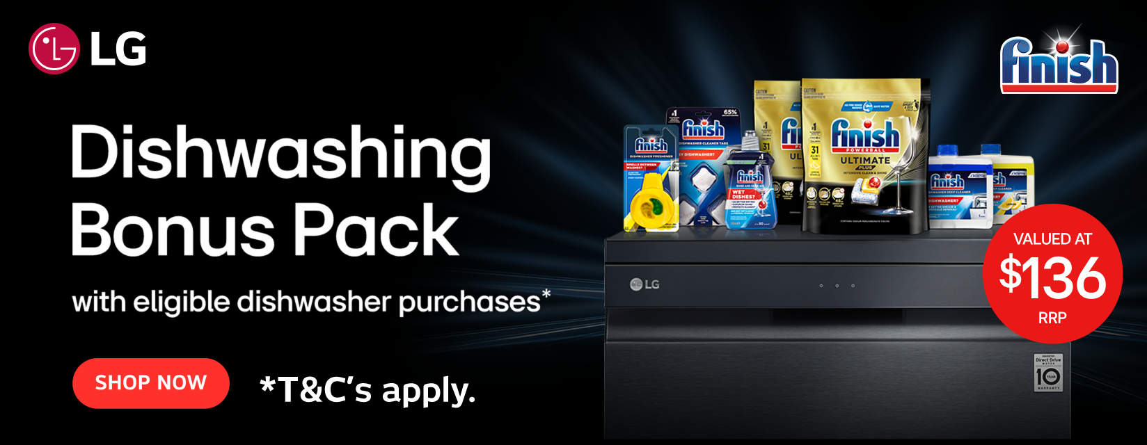 Bonus Finish Dishwashing Pack With Selected LG Dishwashers