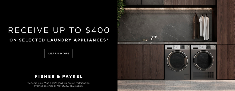 Bonus Visa e-Gift Card Valued At Up To $400 With Selected Fisher & Paykel Appliances (Laundry)