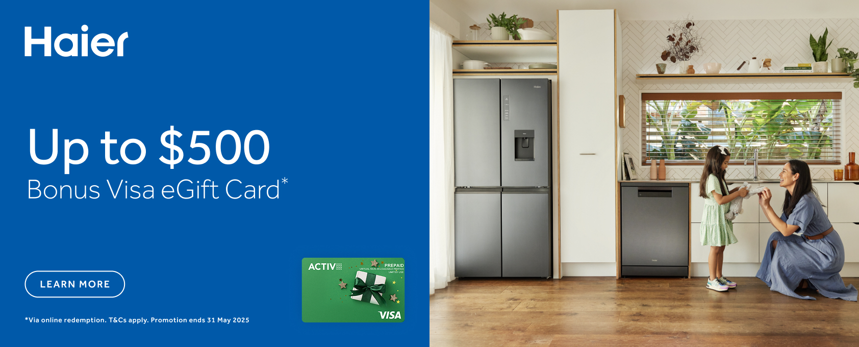 Bonus Visa e-Gift Card Valued At Up To $500 With Selected Haier Appliances at Elite Appliances