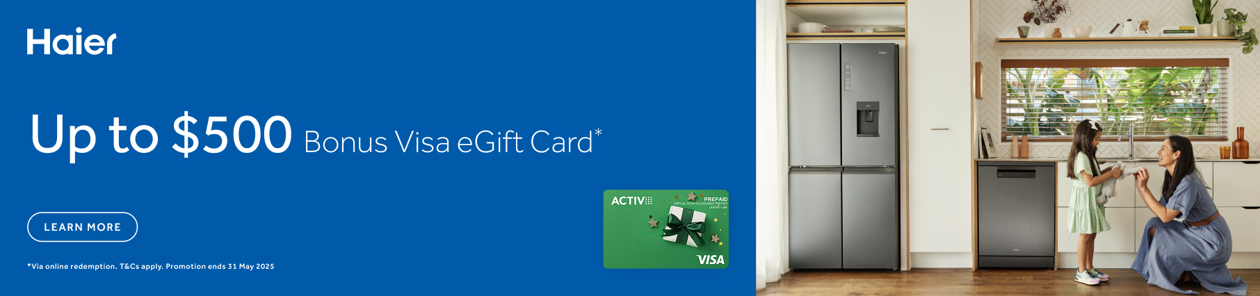 Bonus Visa e-Gift Card Valued At Up To $500 With Selected Haier Appliances
