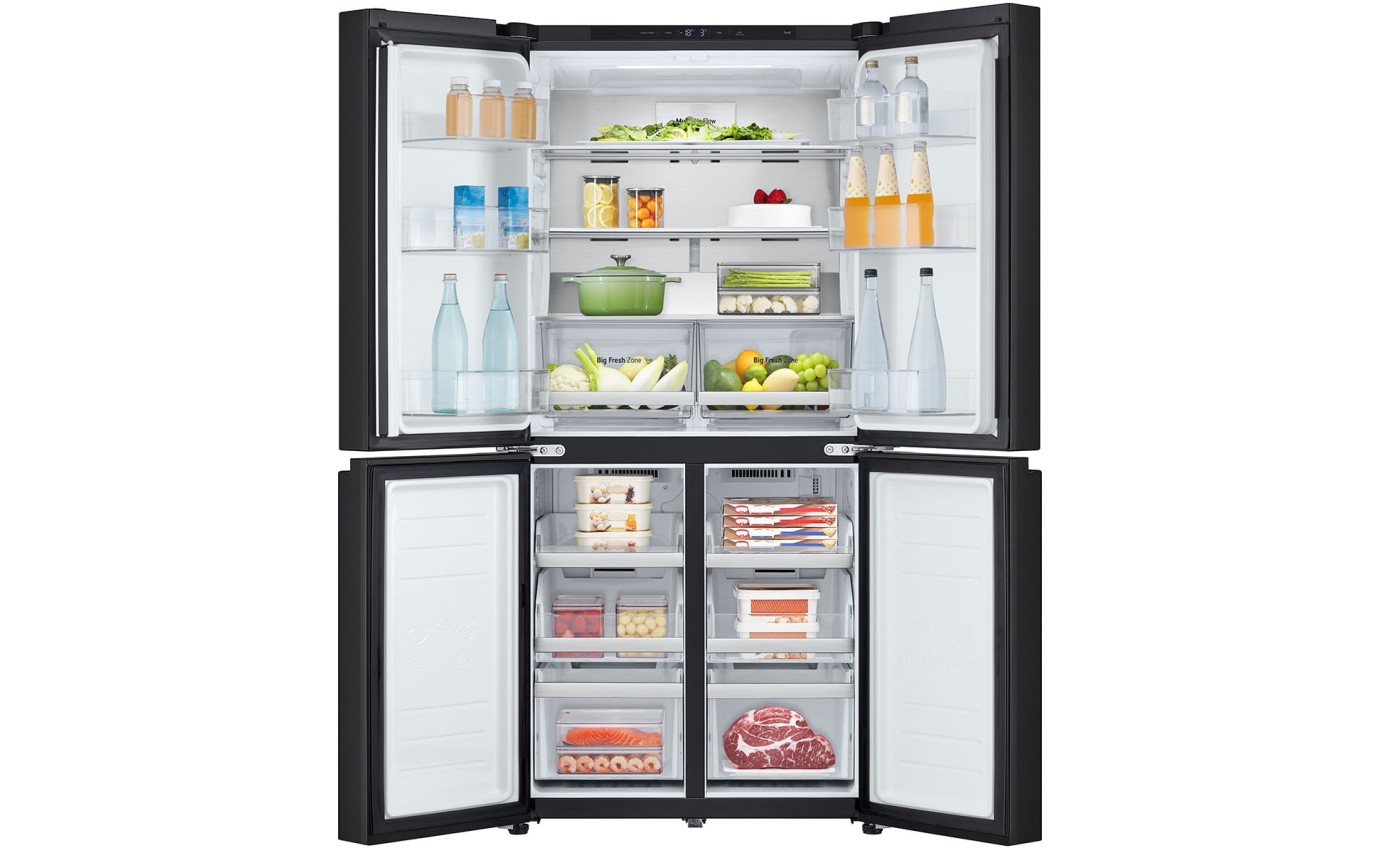 LG 530L Slim Quad Door Fridge (Matt Black) GFB505MBL