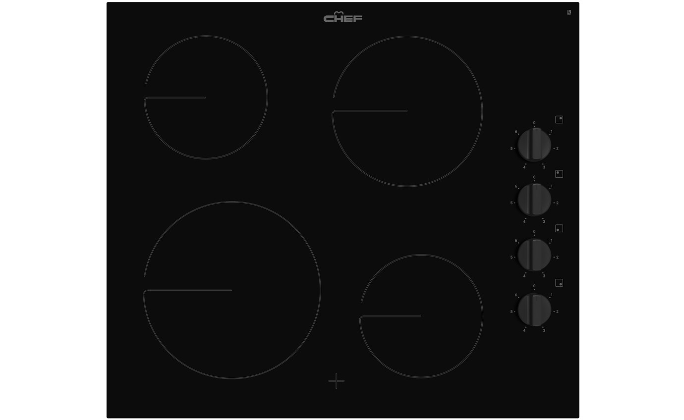 Chef 60cm 4 Zone Ceramic Cooktop CHC642BB