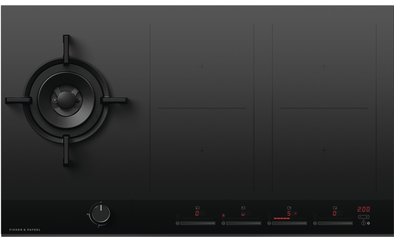 Fisher & Paykel 90cm Series 9 1 Burner + 4 Zone Hybrid Cooktop, 2 SmartZones, LPG CGI905DLPTB4