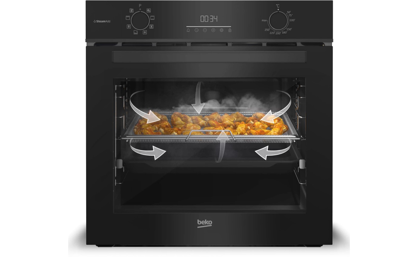 Beko 60cm Multifunction Built-in Oven with SteamAdd & Airfry BBO6851MDX