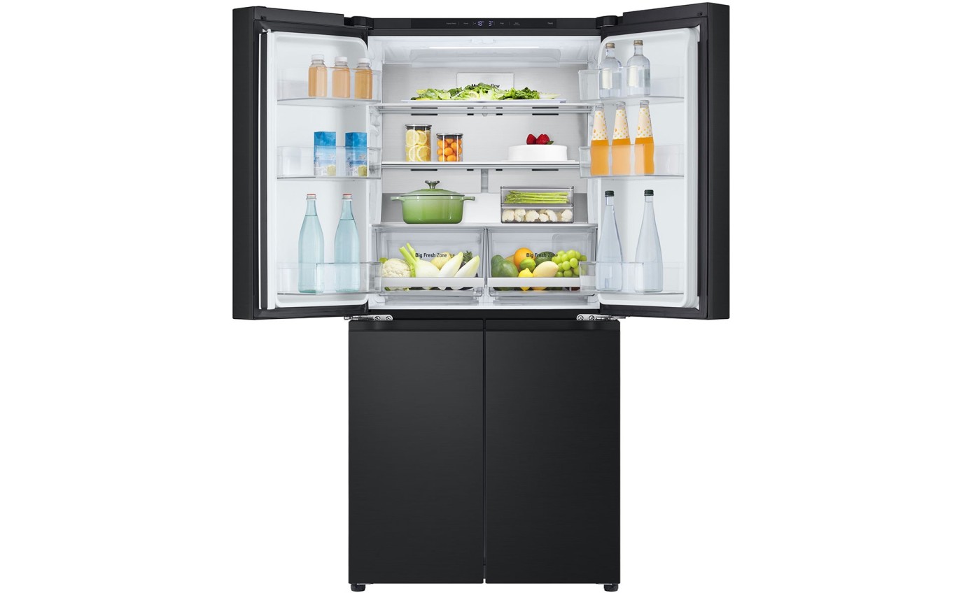 LG 530L Slim Quad Door Fridge (Matt Black) GFB505MBL