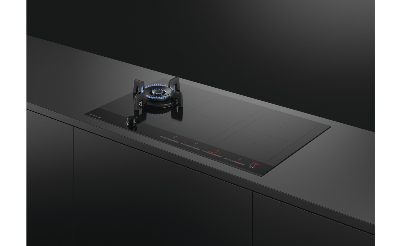 Fisher & Paykel 90cm Series 9 1 Burner + 4 Zone Hybrid Cooktop, 2 SmartZones, LPG CGI905DLPTB4
